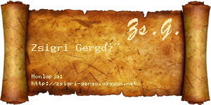 Zsigri Gergő névjegykártya